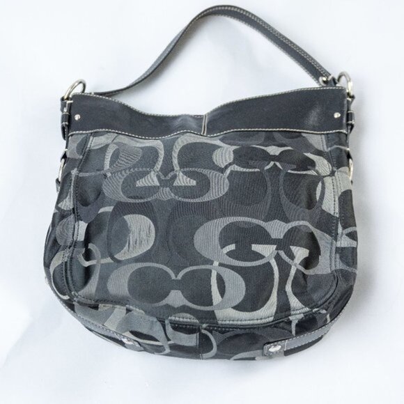 Coach | ZOE | Leather black/grey signature Jacquard Canvas shoulder bag - Picture 4 of 8